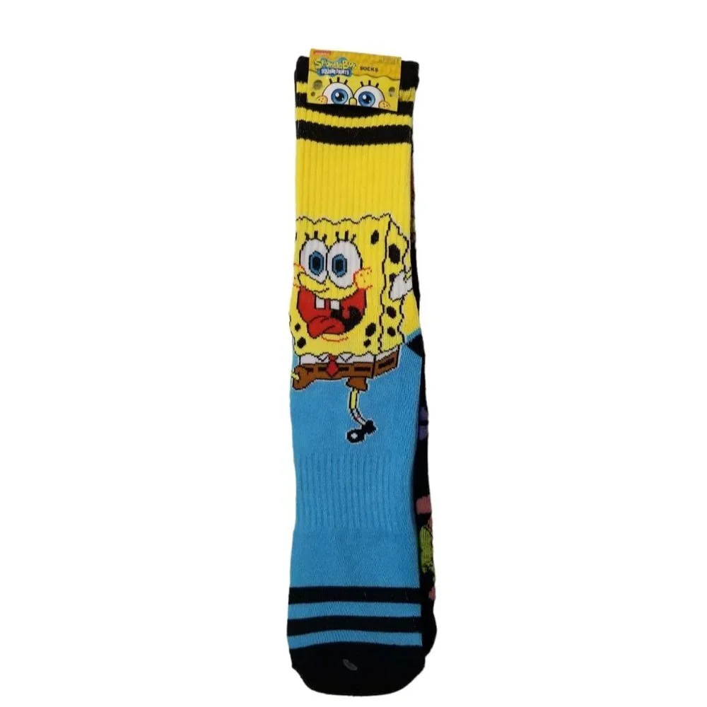 NWT Nickelodeon Sponge Bob Square Pants 2-Pairs UNISEX Casual Crew Socks Size 6-
